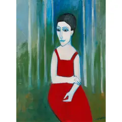 Robert Dickerson, Red Dress, South Coast, synthetic polymer paint on canvas