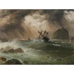 Haughton Forrest, The Wreck at Gulf Rock, oil on board
