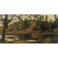 Haughton Forrest, Fishing Lake Peddar, Tasmania, oil on academy board
