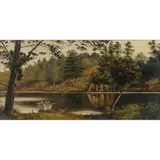 Haughton Forrest, Fishing Lake Peddar, Tasmania, oil on academy board