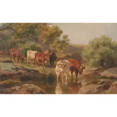 Jan Hendrik Scheltema, (Cattle by the River), oil on board
