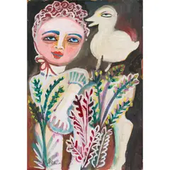 Mirka Mora, I Love You Said the Bird, c.1985, gouache on paper