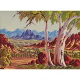 Gabriel Namatjira, Ghost Gums, West Side of Simpsons Gap, 1966, watercolour on board