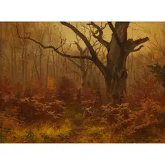 1835-1907, Henry James Johnstone, In the Forest of Fontainebleau Autumn, oil on canvas