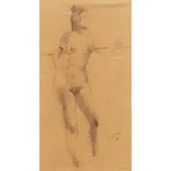 Clifton Pugh, Female Standing Nude, 1959, charcoal on paper