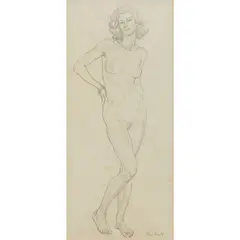 Thea Proctor, Nude with Bangle, pencil on paper