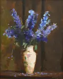 Archibald Douglas Colquhoun, Delphiniums, oil on board