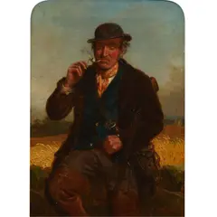 John Templeton Lucas, Portrait of a Man Smoking a Pipe, 1866, oil on canvas