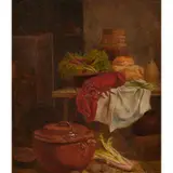 William Hughes, Kitchen Still Life with Lobster, oil on board