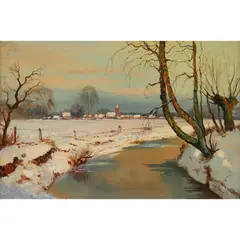 Adriaan Terhell, Winter Landscape, oil on canvas