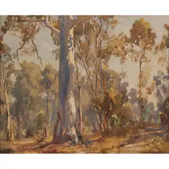 Hans Heysen, (Cattle Amidst Eucalyptus Trees), 1923, watercolour on paper