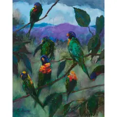 Albert Tucker, Parrots in a Queensland Landscape, oil on canvas