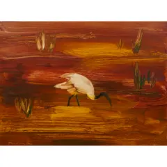 Albert Tucker, Ibis Feeding, 1964, oil on board