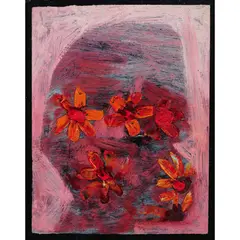 Charles Blackman, (Face with Flowers), c.1960, oil on masonite