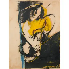 George Baldessin, Untitled, mixed media on paper mounted on board