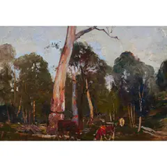 Walter Withers, Cattle Grazing, oil on panel