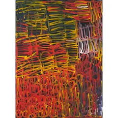 Minnie Pwerle, (Language group: Alyawarre), synthetic polymer paint on linen