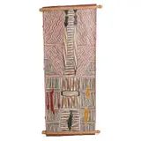 (Language group: Yolnu) by Waturr Gumana, natural earth pigments on eucalyptus bark, sold Oct 2025