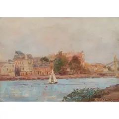 Frederick McCubbin, Hammersmith Bridge, 1907, oil on board