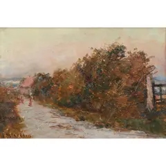 Frederick McCubbin, The Country Lane, oil on board, double-sided