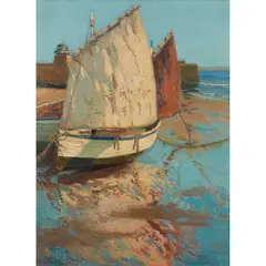 Will Ashton, (Boats on Shore), oil on canvas
