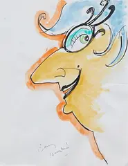 Barry Humphries, Dame Edna, pen and watercolour on paper