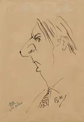 Barry Humphries, Himself, 7AM, ink on tinted envelope