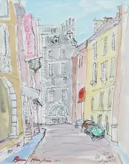 Barry Humphries, Left Bank Street, 2011, watercolour and ink on paper
