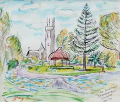 Barry Humphries, The Bandstand, Strathalbyn Gardens, 2013, watercolour and ink