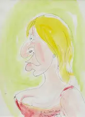 Barry Humphries, L.A. Trout Pout, 2010, ink and gouache on paper