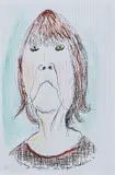 Barry Humphries, The Royal Historian, 2021, ink with crayon and felt pen on lined paper