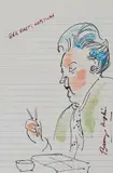 Barry Humphries, Her First Chopsticks, ink and watercolour on lined paper