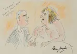 Barry Humphries, 'Lovers', Flower Drum Restaurant, 2012, ink and crayon on folded paper