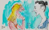 Barry Humphries, Did I Tell You?, ink and watercolour on paper