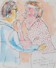Barry Humphries, Put Yourself in My Position, ink and watercolour on paper