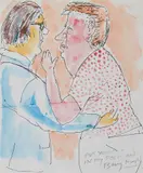 Barry Humphries, Put Yourself in My Position, ink and watercolour on paper