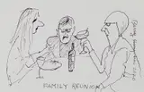 Barry Humphries, Family Reunion, 2020, ink on paper