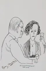 Barry Humphries, Disillusionment New York, ink on paper