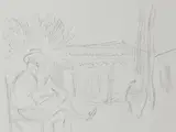 Barry Humphries, Charlie Hindlip Drawing, pencil on paper