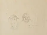Barry Humphries, Sketches, Nigel Boonham and Self, 2018, pencil on folded paper