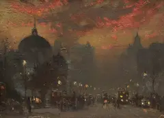 Robert Taylor-Ghee, Swanston Street Melbourne, oil on board
