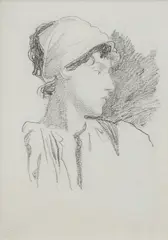 Lord Frederic Leighton, Woman in a Scarf, pencil on paper