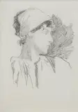 Lord Frederic Leighton, Woman in a Scarf, pencil on paper