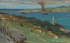 Constance Tempe Manning, Looking East (Sydney Harbour), 1927, oil on canvas on board