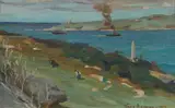 Constance Tempe Manning, Looking East (Sydney Harbour), 1927, oil on canvas on board