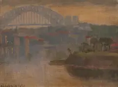 Aileen Dent, Sydney Harbour - Nocturne, oil on canvas laid on board