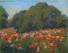 Ethel Anna Stephens, (Hillside Garden), oil on panel