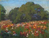 Ethel Anna Stephens, (Hillside Garden), oil on panel