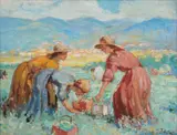 Marie Tuck, Working in the Fields in the Adelaide Hills, oil on canvas