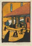 Eveline Winifred Syme, Siena Market, 1935, linocut, ed. 14/25